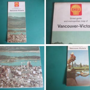 Carte routière pliante de la station-service Shell de 1962, jamais utilisée, de Vancouver - Victoria.  **Livraison GRATUITE**