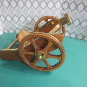 Vintage Mid Century Handcrafted Wooden Cannon Stand Holder Courvoisier Cognac Napoleon Liquor Wooden Bottle Stand Pourer.  **FREE Shipping**