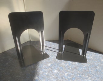 Vintage Mid Century Modern Black Metal Tall Bookends from the Hunt Mfg Co. Made in The USA.  **FREE Shipping**