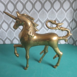 Vintage Mid Century Modern Brass Mystical Magical Mythical Unicorn Figurine Statuette.   **FREE Shipping**