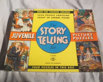 Vintage Juvenile Picture Puzzle The Story Telling Set Jigsaw Puzzles by Somerville Canada. **FREE Shipping**