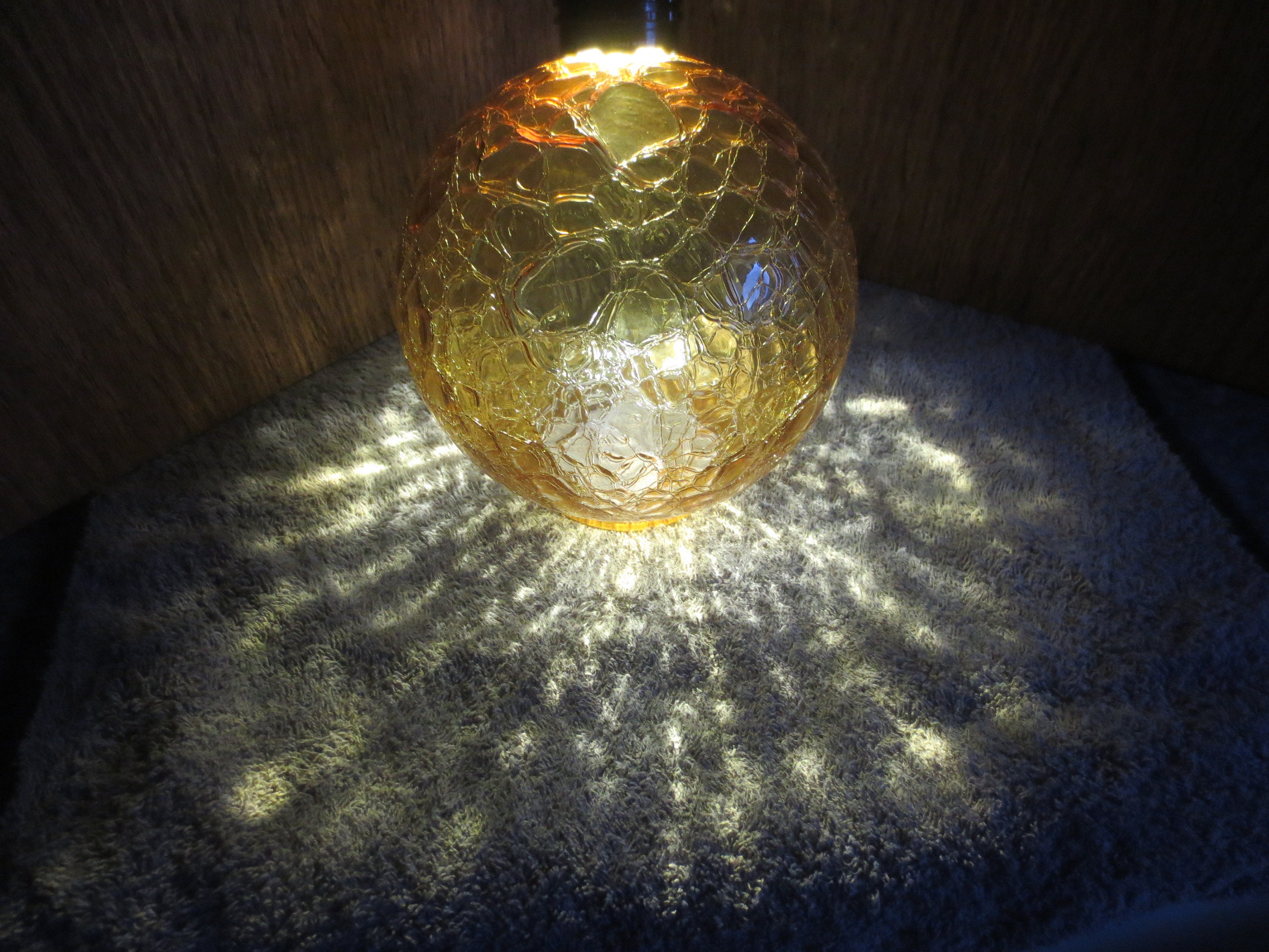Vintage Mid Century Hand Blown Amber Dinosaur Egg Shell Pattern