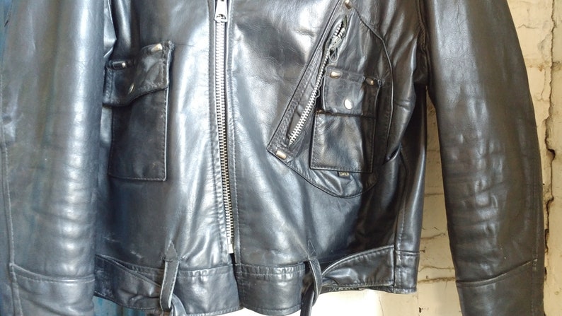 Rare Genuine Vintage 1970's Sportchief Genuine Select Steer Hide Motorcycle Marlon Brando Bad Boy Jacket Size Large. FREE Shipping image 6