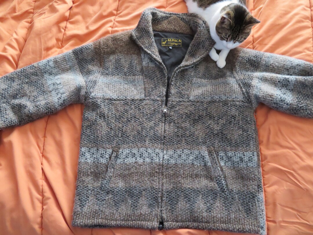Full Zip Alpaca Wool Coat Mens Mens Alpaca Coatigan Alpaca Wool