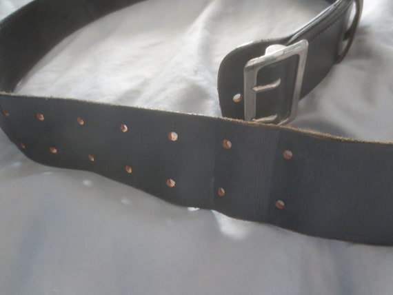 Vintage Rare Genuine Thick Leather Belt 60s 70s Retro Brown Slim Thick Leather Mens Belt Size 37 38  main image 4