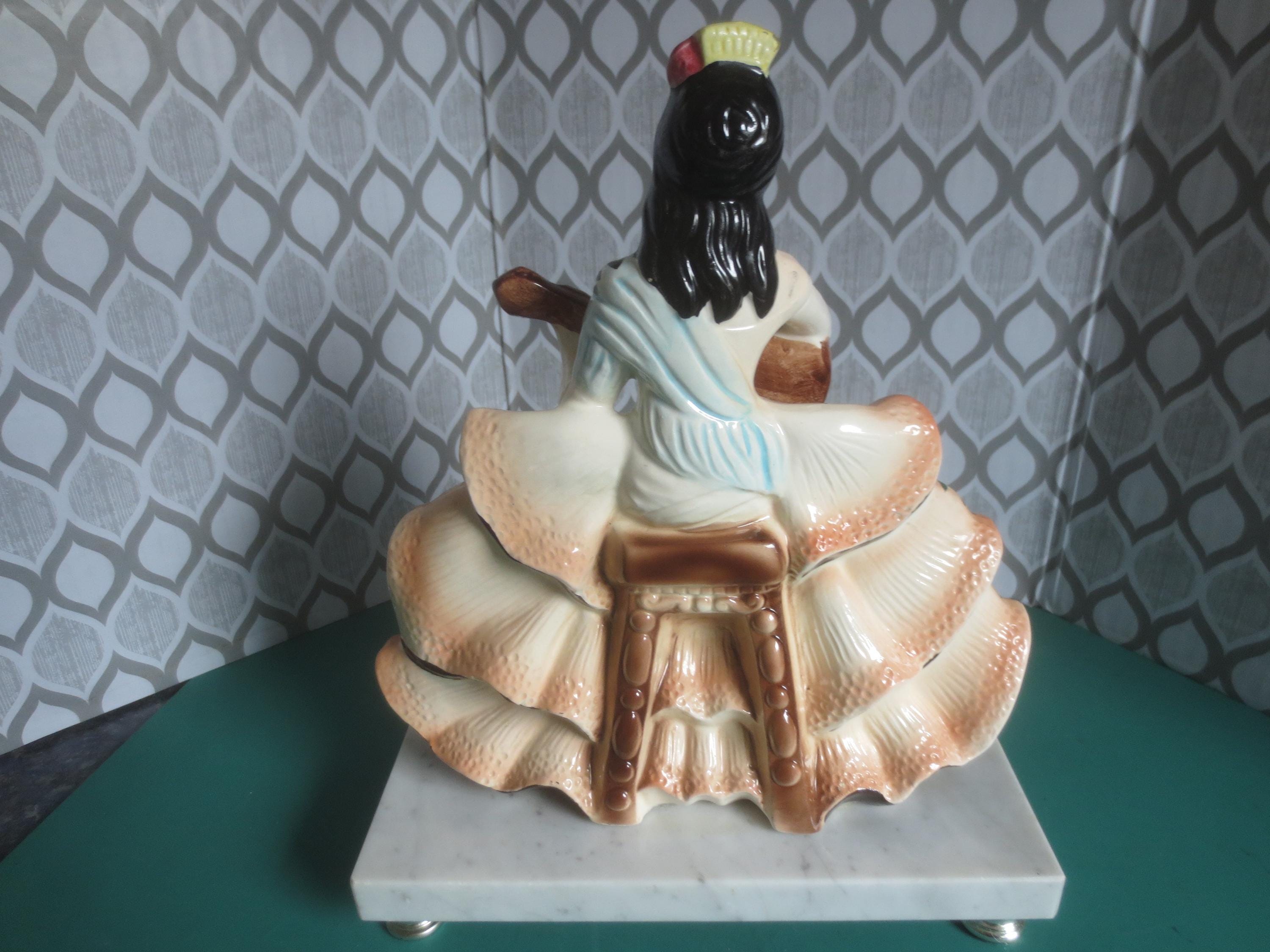 Vintage Large Porcelain Spanish Female Flamenco Guitar