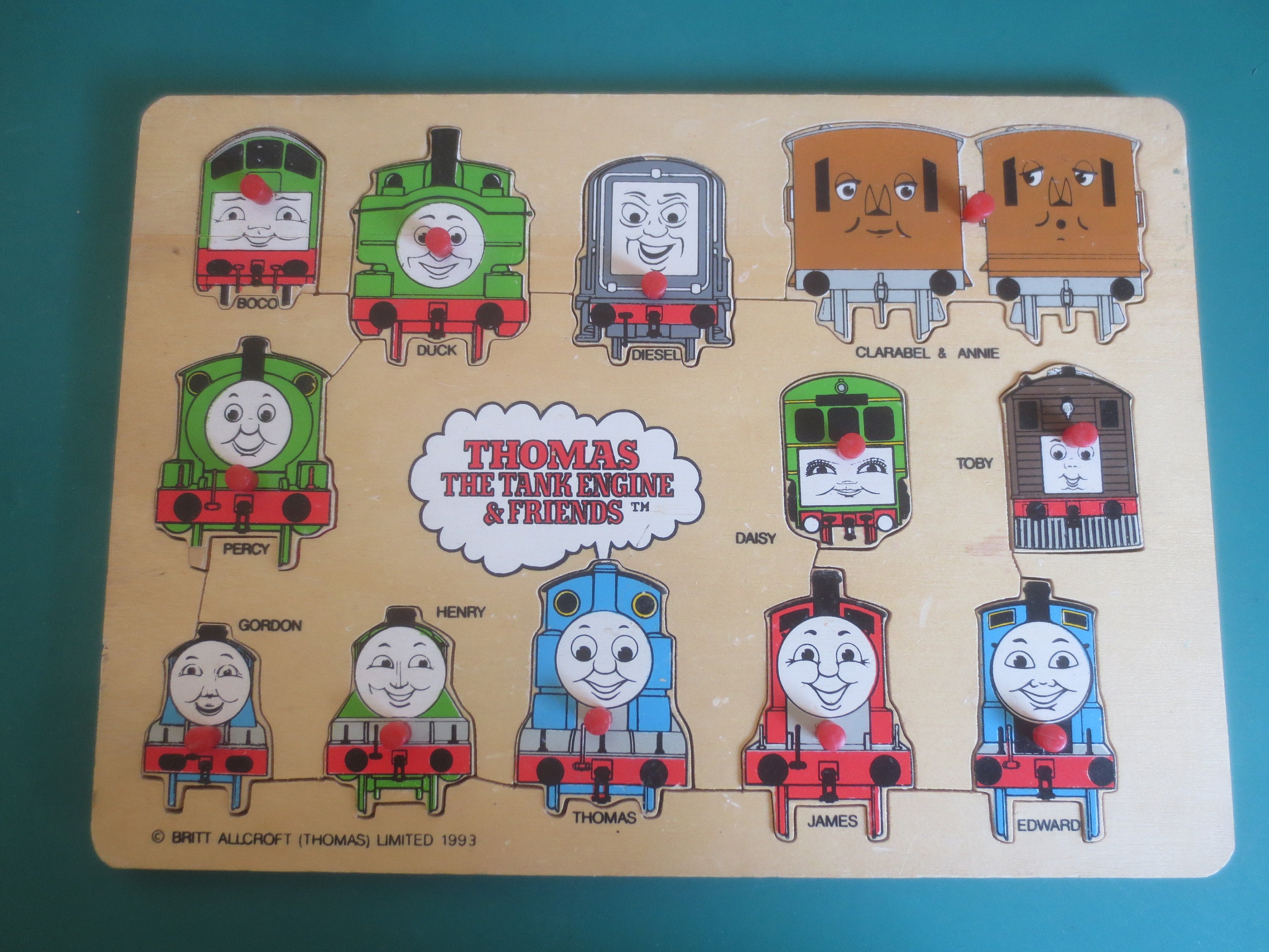 Vintage 1993 Thomas the Tank Engine and Friends Wooden 14 Piece