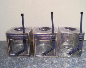 Brand New Crown Royal Low Ball Rock Glass Whisky Glass with Hockey Goalie Stir Stick Collector Souvenir Set.
