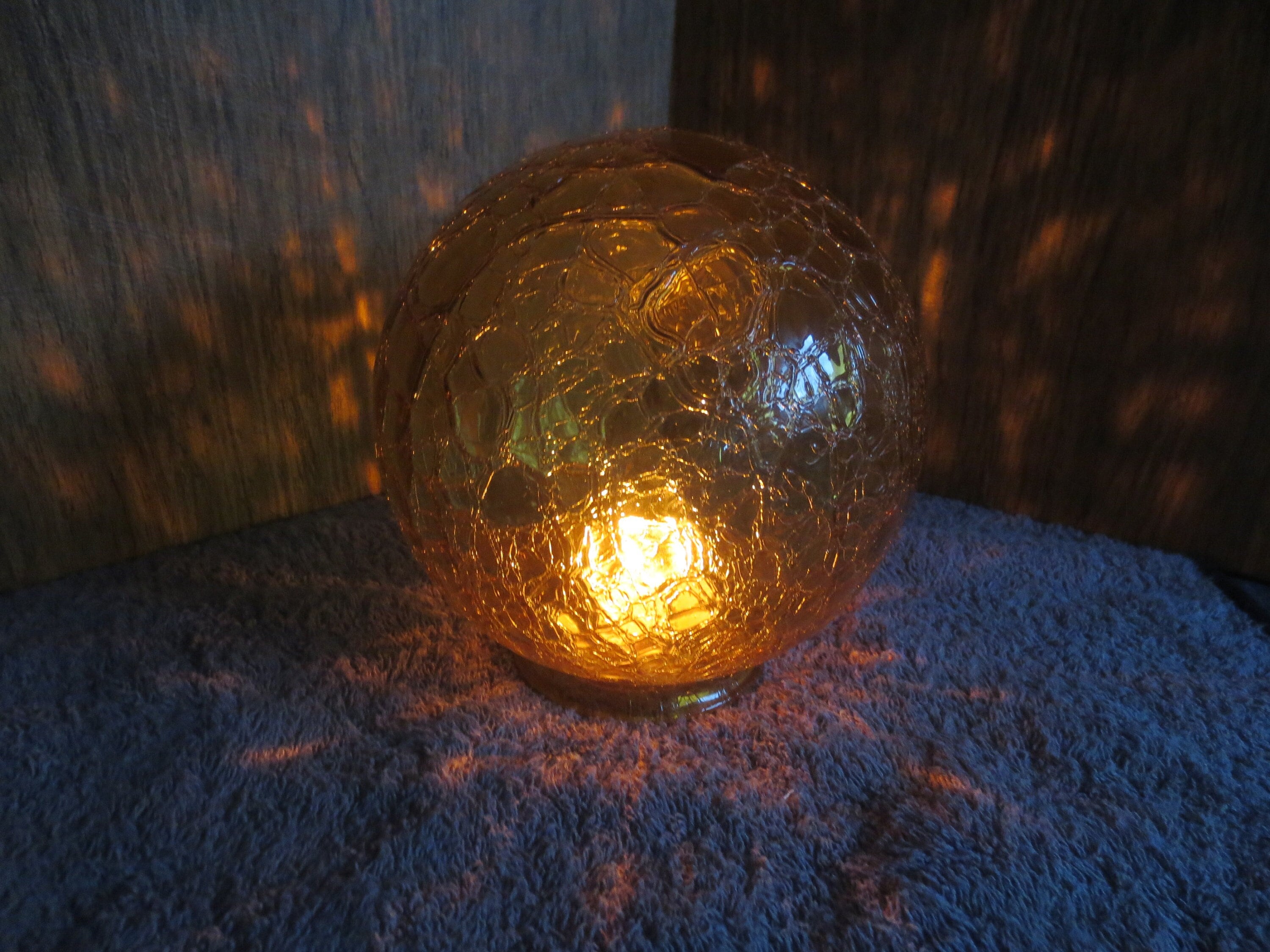 Vintage Mid Century Hand Blown Amber Dinosaur Egg Shell Pattern