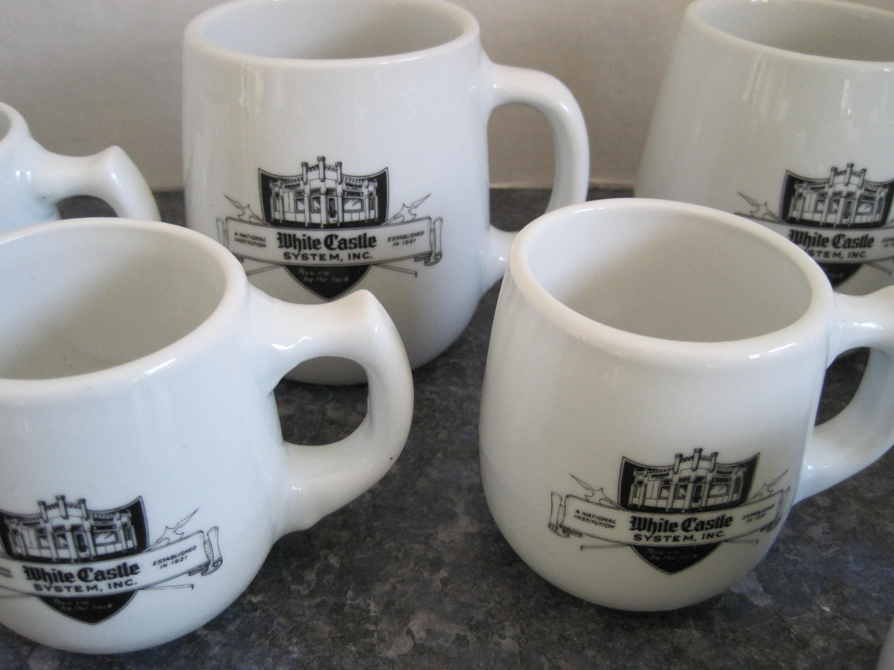 Vintage 8 White Castle Heavy Ceramic Restaurantware Coffee