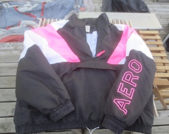 Retro Old School Aeropostale Women's Short Body Pullover Polyester Windbreaker Jacket - Size XL.