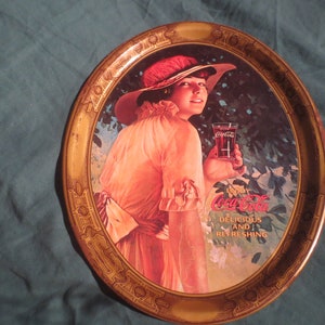 Vintage 1976 Limited Canadian Edition Reproduction of 1916 World War I Girl Advertisement Coke Coca Cola Tin Tray.  **FREE Shipping**
