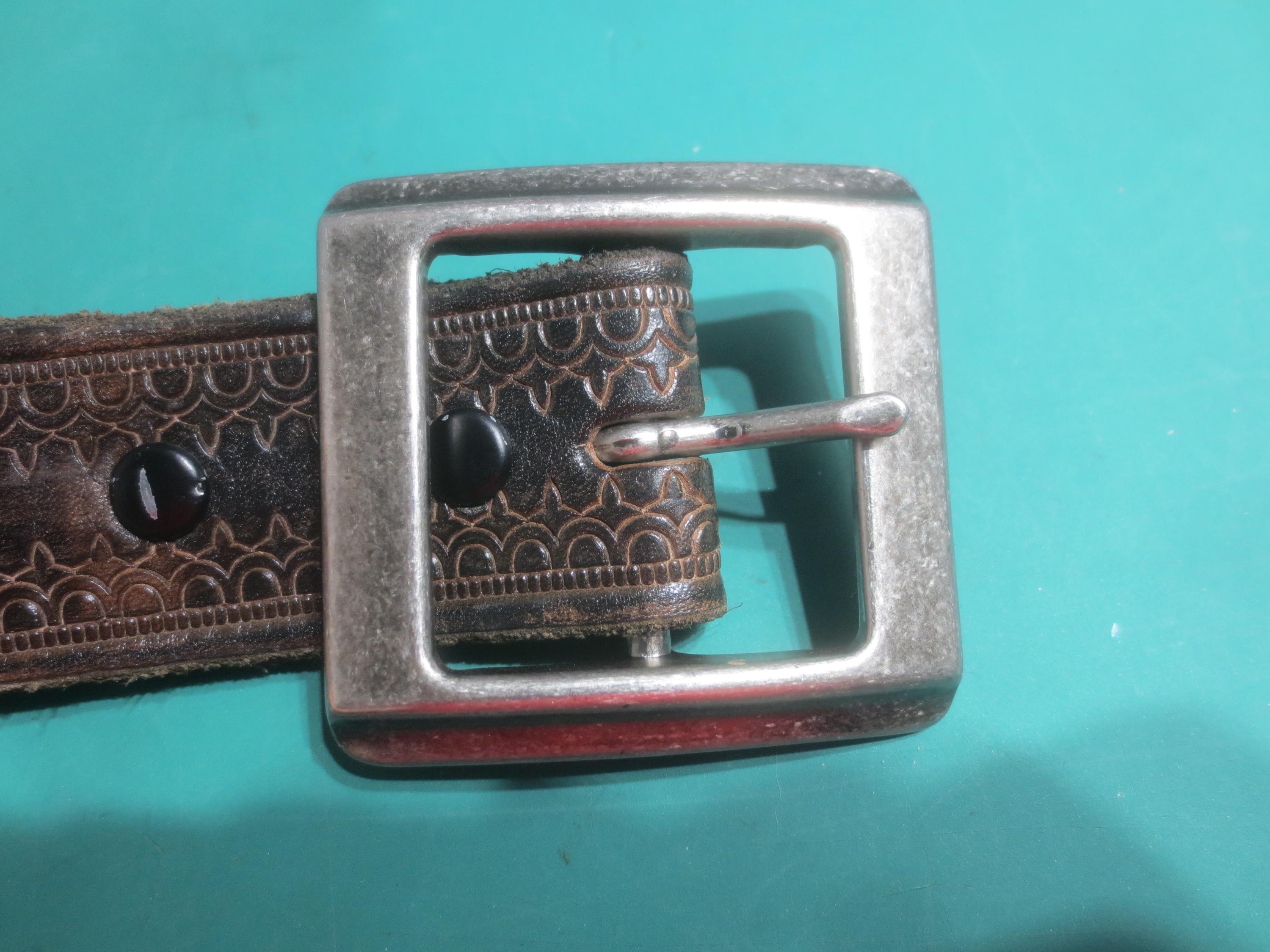 Vintage “Still Vintage” Leather Belt with Gorgeous Buckle Vintage Genuine Full Grain African Kudu Leather Belt - Size  main image 2