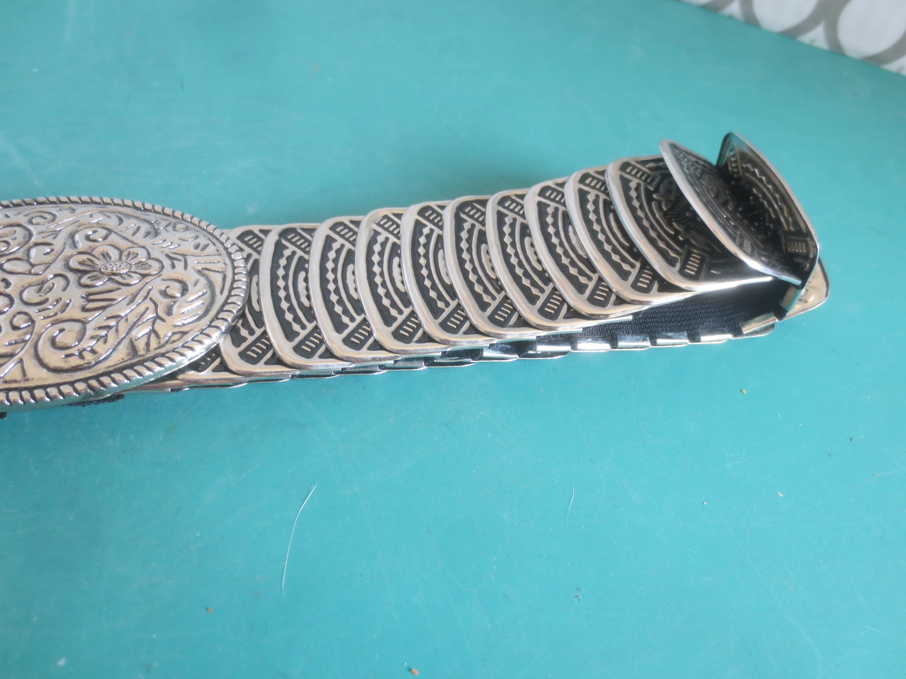 Vintage Metal Elastic Belt Floral Buckle Hippie Flexible Women main image 4