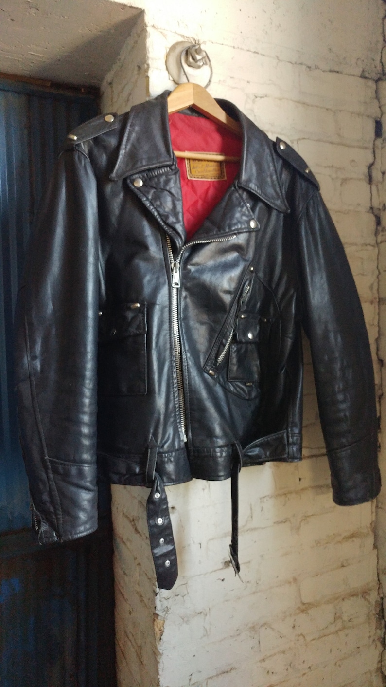 Rare Genuine Vintage 1970's Sportchief Genuine Select Steer Hide Motorcycle Marlon Brando Bad Boy Jacket Size Large. FREE Shipping image 5