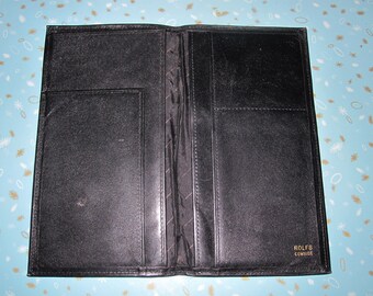 Vintage Mid Century Modern Rolfs Cowhide Black Billfold Wallet.   **FREE Shipping**