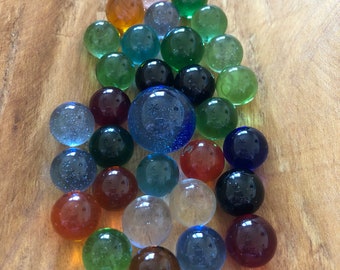 NEW SET OF 6 HANDMADE BUMBLE BUBBLE 25MM GLASS MARBLES TRADITIONAL COLLECTOR