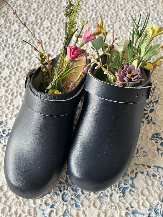 Vintage Swedish Wooden Shoes / Scandinavian Clogs 