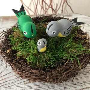 Vintage Japan Bird Miniatures / Paper Mache’ Birdie Ornament Set / Painted Composition Miniatures