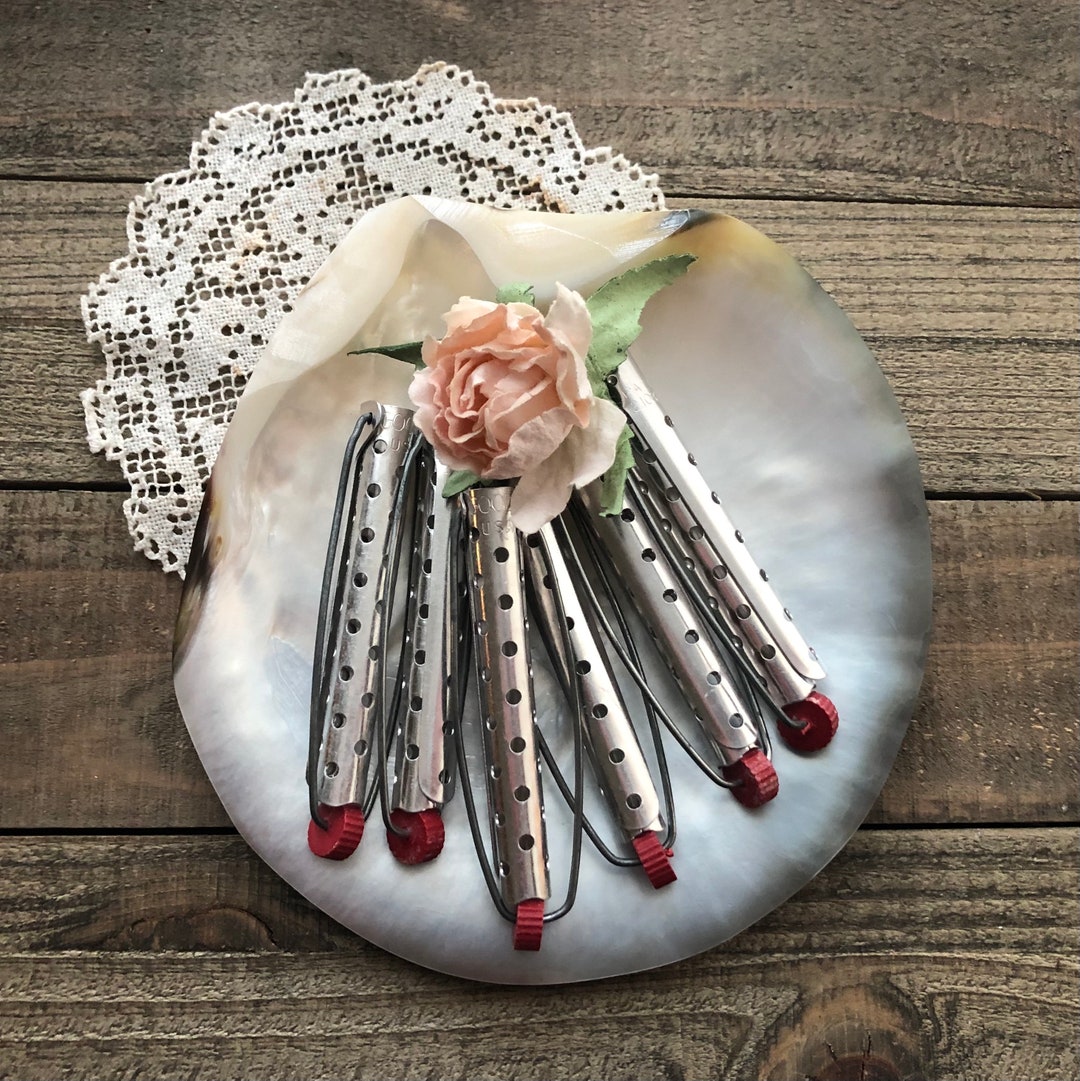 Antique Goody Aluminum Hair Curlers Set / Vintage Hair Salon