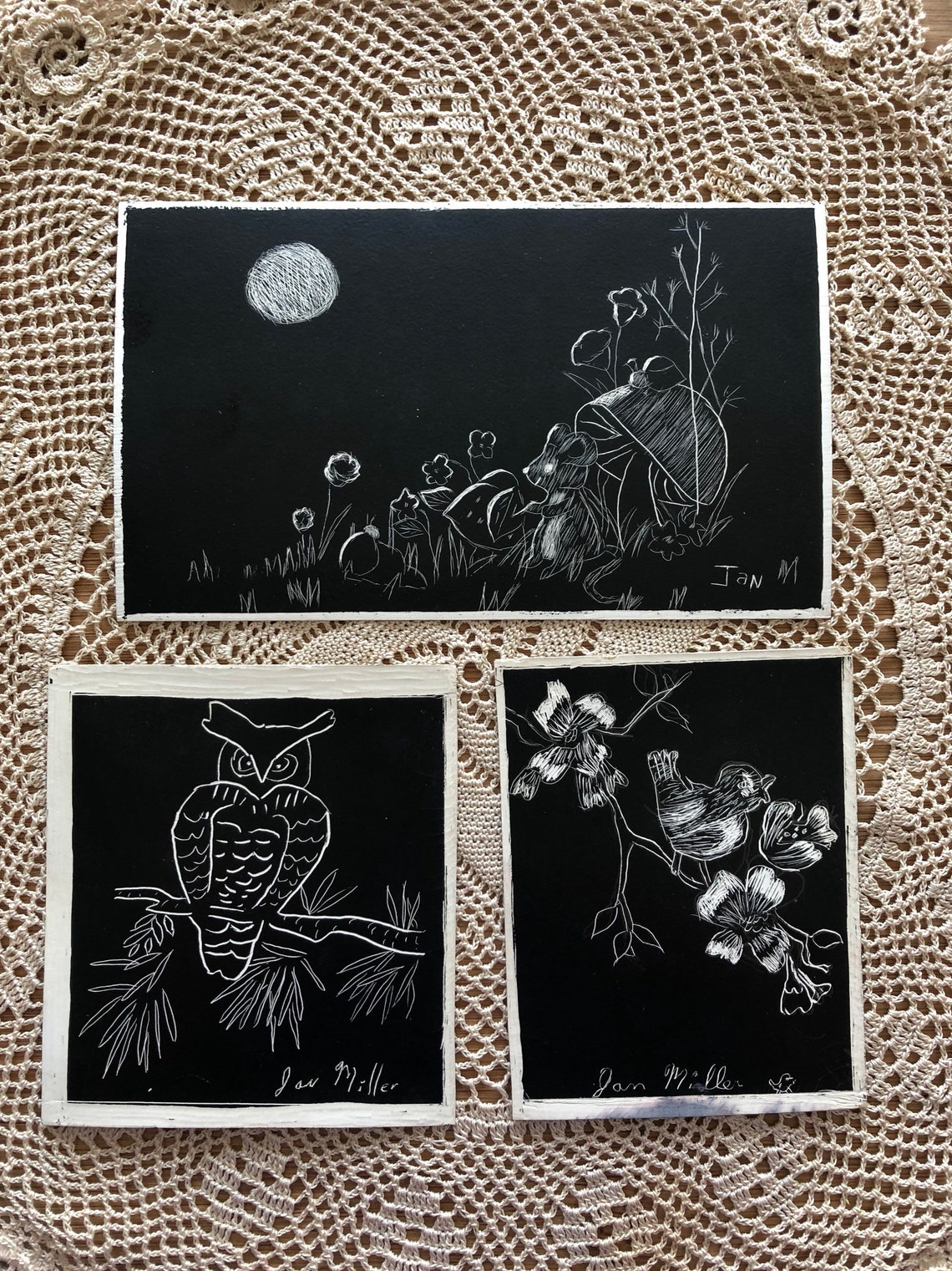 Vintage Original India Ink Scratchboard Art / India Ink Folk Etsy