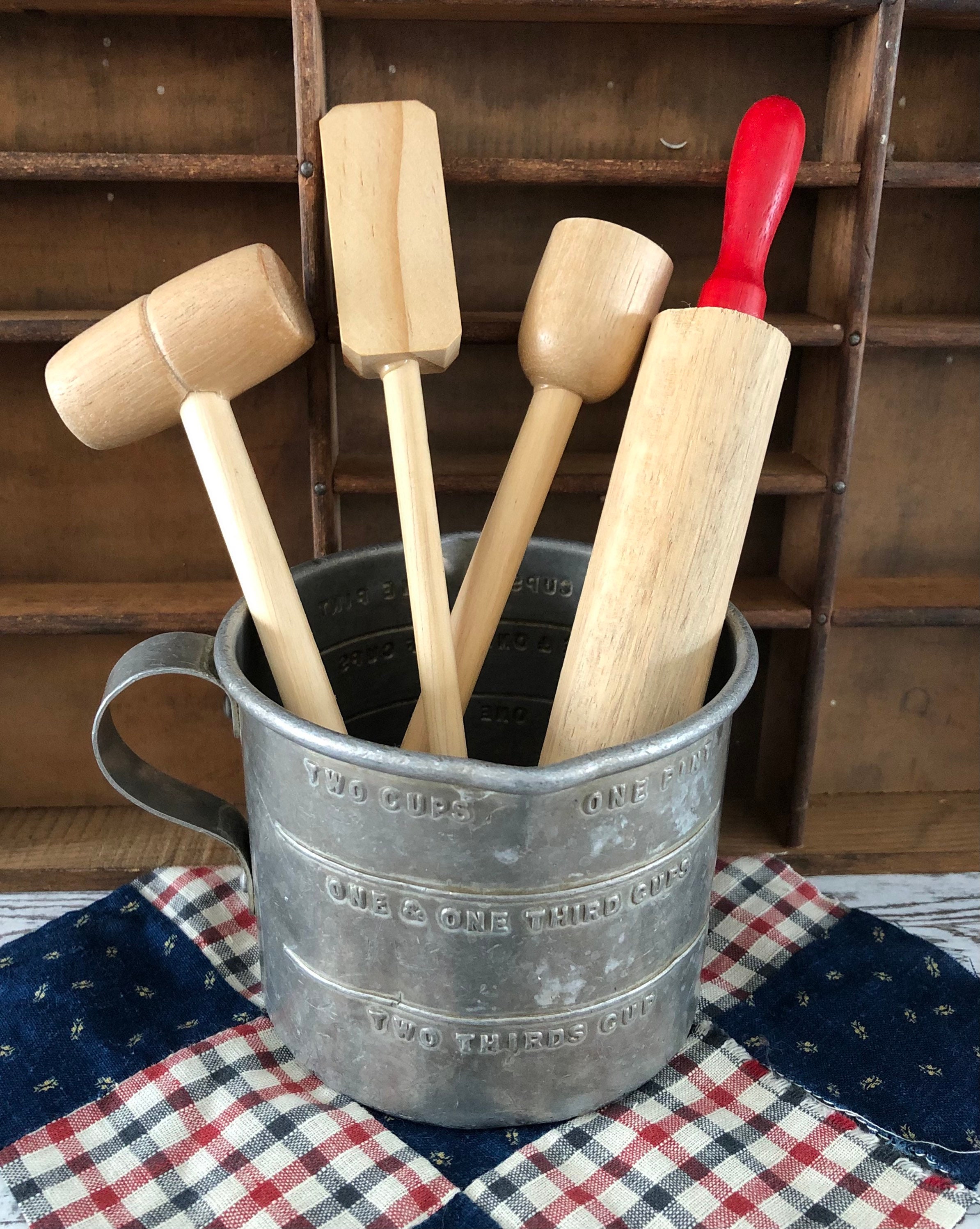 Vintage Toy Wood Baking Set / Miniature Kitchen Pretend Play / Etsy