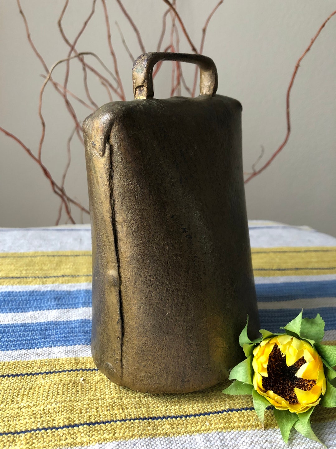 Antique Cast Iron Cow Collar Bell / Vintage Farm Decor / Riveted Animal