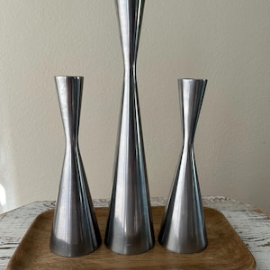 Vintage IKEA Metal Candleholder Set / MCM Scandinavian Decor / Minimalist Candleholder