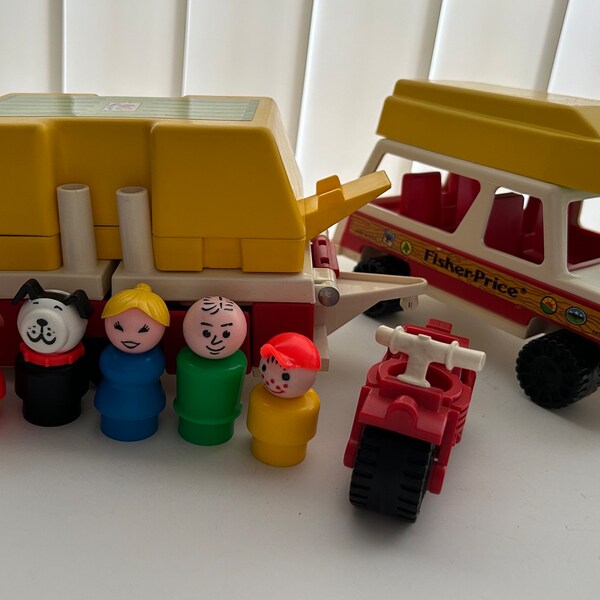 Fisher-Price Little People #992 Car & Camper Replacement Litho Stickers – Vintage 1980 Toy Decals