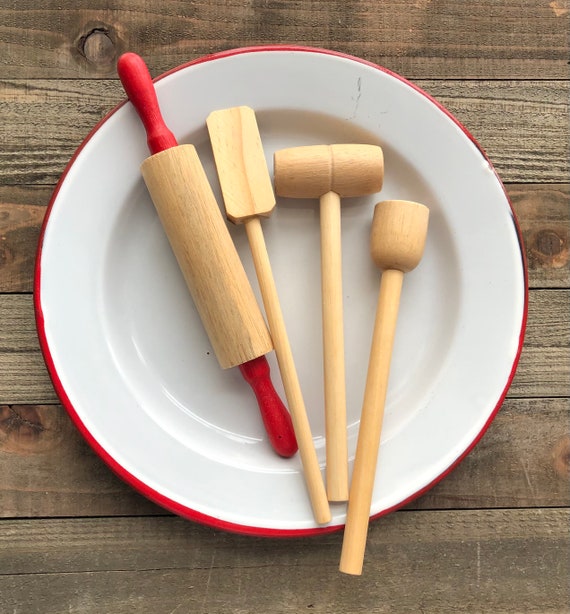 Vintage Toy Wood Baking Set / Miniature Kitchen Pretend Play / Etsy