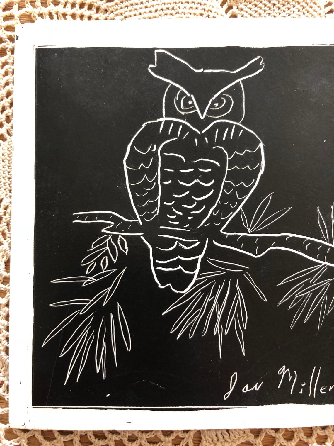 Vintage Original India Ink Scratchboard Art / India Ink Folk Etsy