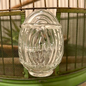 Antique German Bird Cage with porcelain feeders and glass panels