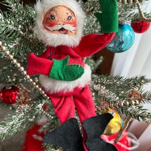 Vintage 1963 Annalee Mobilitee Santa Elf / Christmas Pixie Doll Decoration / Vintage Elf on the Shelf