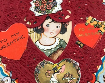 1920’s “Whitney Made” Valentine Cards / Antique Valentine Ephemera / Paper Lace Valentine