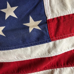 Vintage Sewn Cotton 50 Star Flag / Vintage Americana / Defiance Weathered Cotton Flag