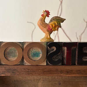 Vintage Wood Printer Block “Rooster” Set / Printing Press Letter Block / Vintage Art Project