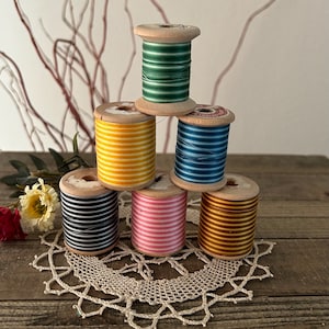 Vintage French Cartier-Bresson Varie’ Thread / Wood Spool Lot of 6 / Vintage Sewing Notions