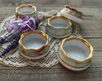Antique O&E G Royal Austria Porcelain Salt Cellar Set / Made in Austria / Vintage Porcelain Salt Dish