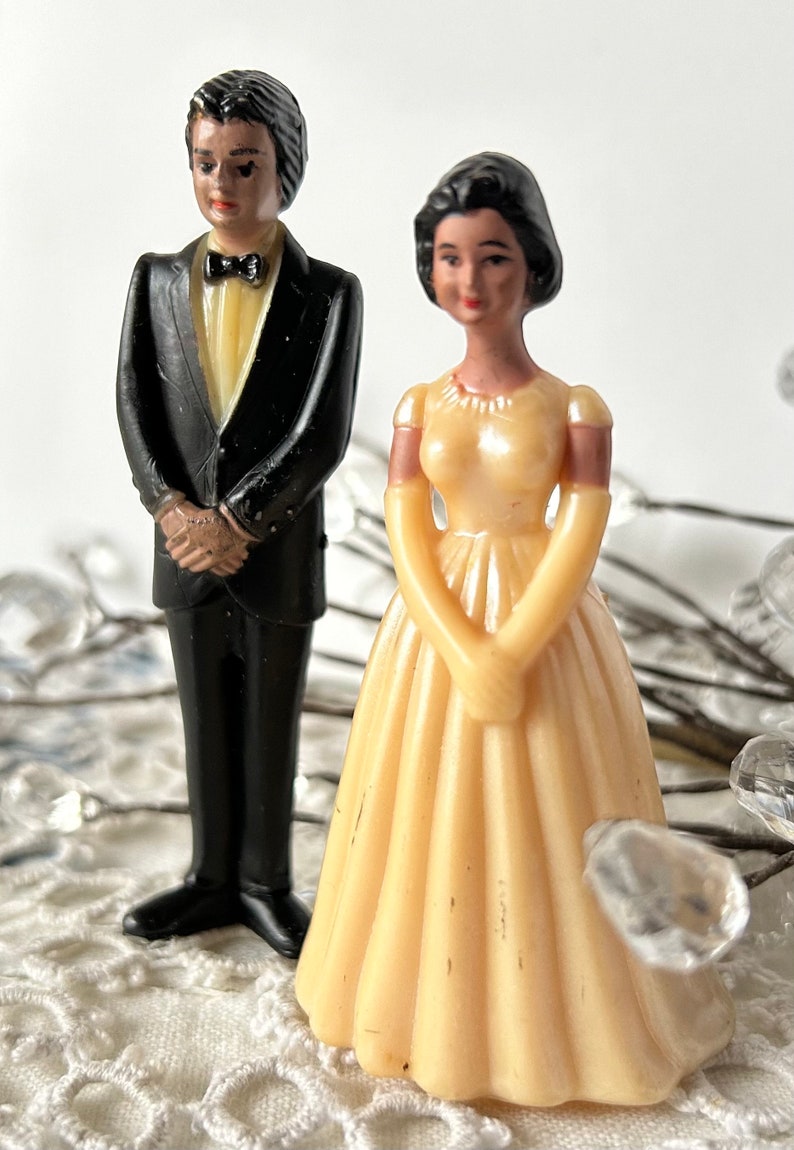 Vintage Cake Topper Set / Bride and Groom Cake Decoration / Made in Hong Kong image 5