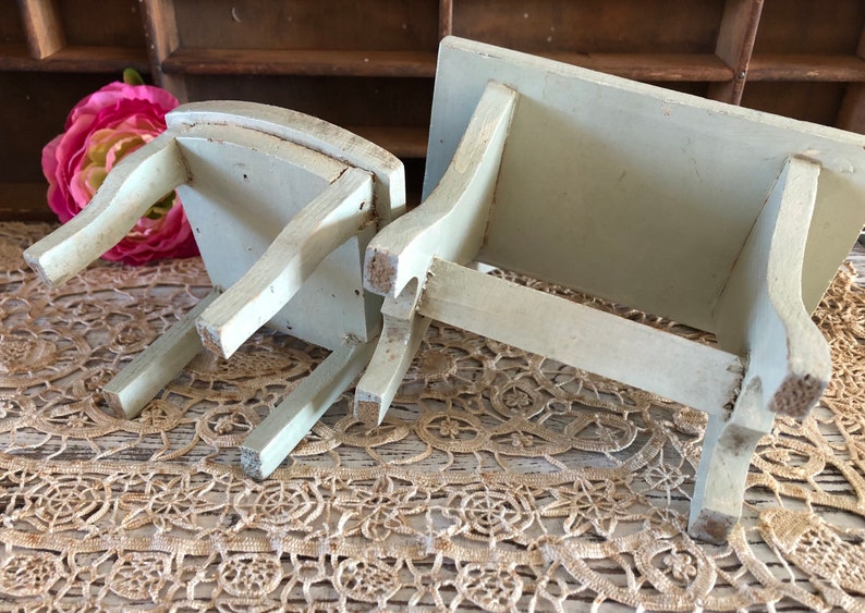 Vintage Wood Dollhouse Chair and Table Dollhouse Furniture