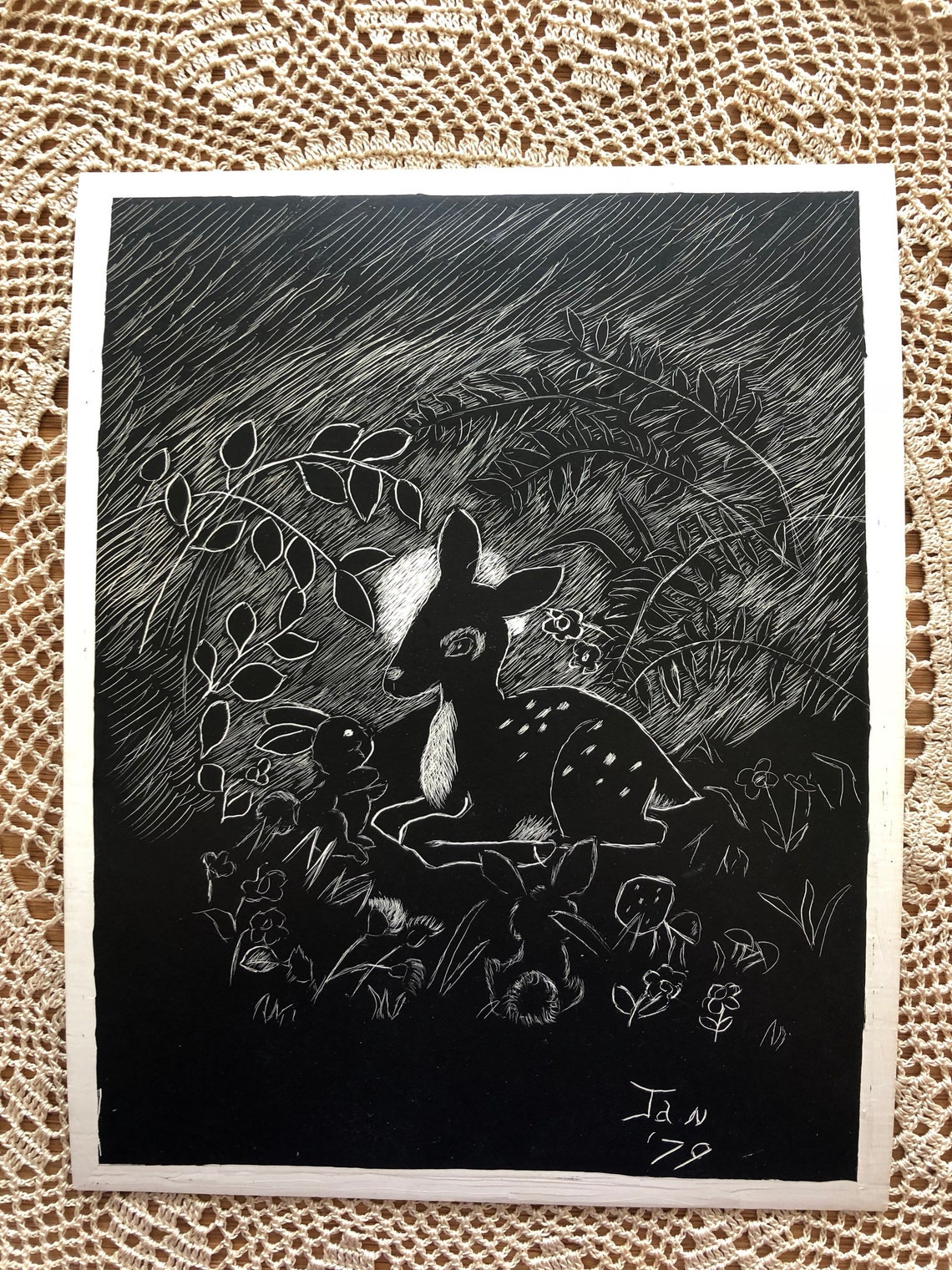 Vintage Original India Ink Scratchboard Art / India Ink Folk Etsy