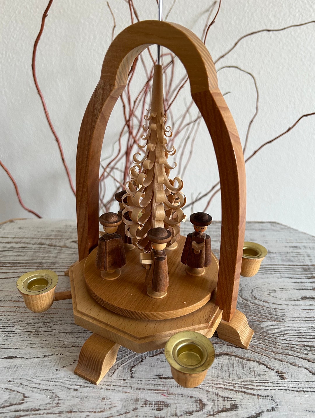 Vintage German Seiffen Wood Candleholder Replacement Part / Erzgebirge