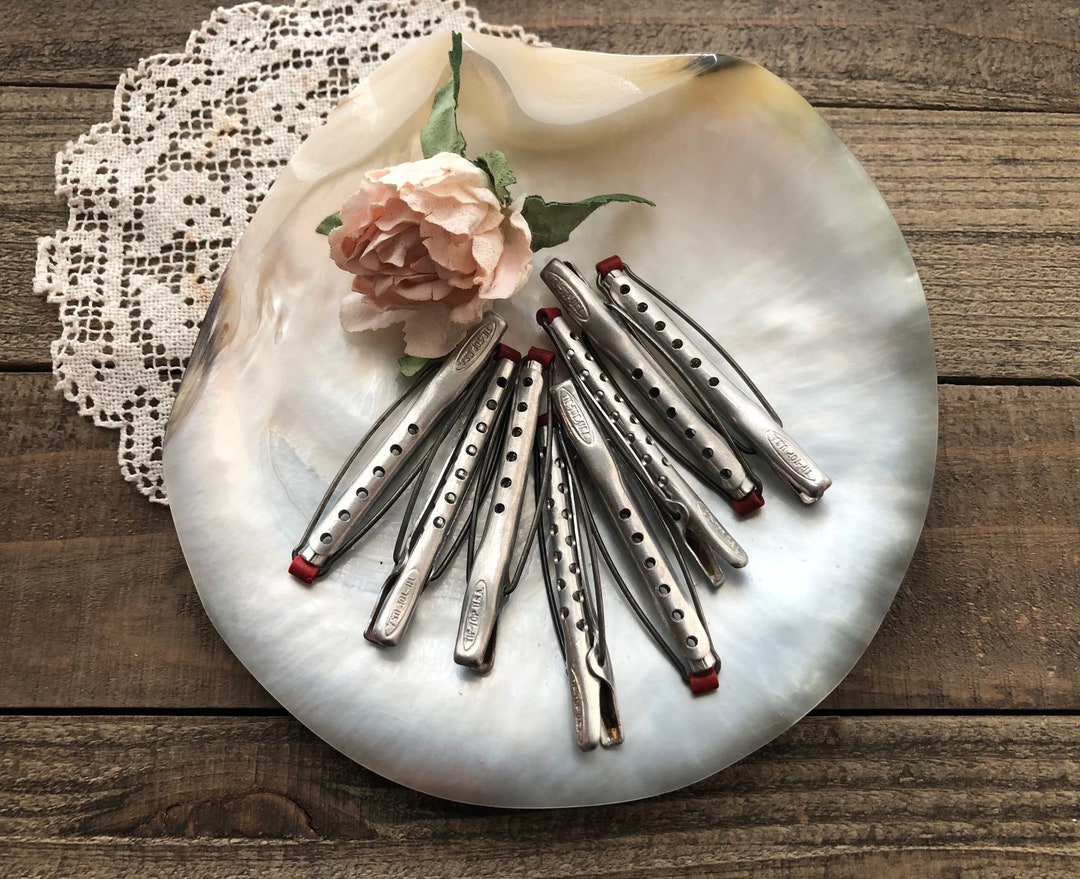 Antique Tip Top Aluminum Hair Curlers Set / Vintage Hair Salon Accessories / Pin Curls Etsy