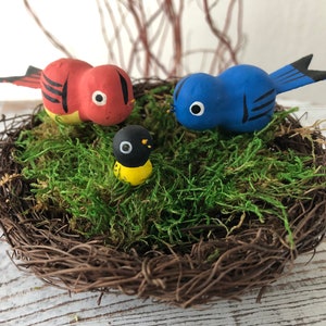 Vintage Japan Bird Miniatures / Paper Mache’ Birdie Ornament Set / Painted Composition Miniatures