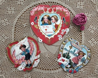 1920’s German Valentine Cards / Antique Valentine Ephemera / Lot of 3