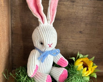 Vintage Cordoroy Rabbit / Vintage Easter Bunny / Easter Miniature / Spring Hare