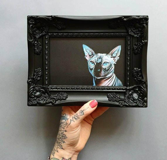 Haarlose Sphynx Katze Gluhende Unalone Om Kunstdruck In Etsy
