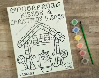 Gingerbread Kisses & Christmas Wishes, Canvas Painting Kit, Kids Paint Kit, Kids Painting, Christmas Arts and Crafts, Christmas Crafts, Kids