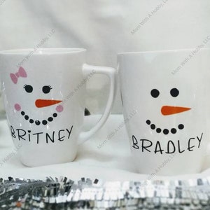 Snowman Mug, Hot Chocolate Mug, Personalized Hot Chocolate Mug, Personalized Gift, Kids Hot Chocolate Mug, Cute Christmas Mugs, Hot Cocoa