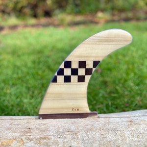 Wood Surfboard Fin- &quot;Checkers”